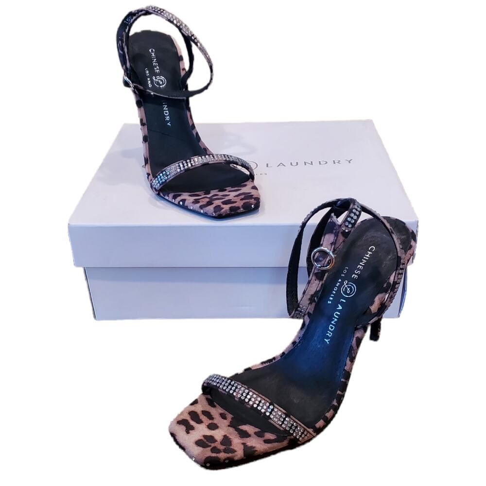Chinese Laundry Jam Jeweled Leopard Printed Stiletto Heels Size 7.5